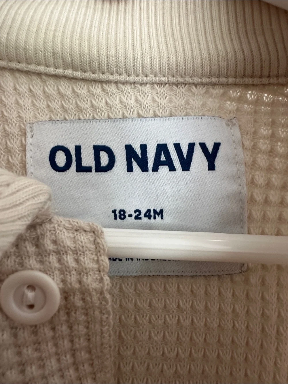 Old Navy Men's Cream Waffle-Knit Half-Button Pullover
